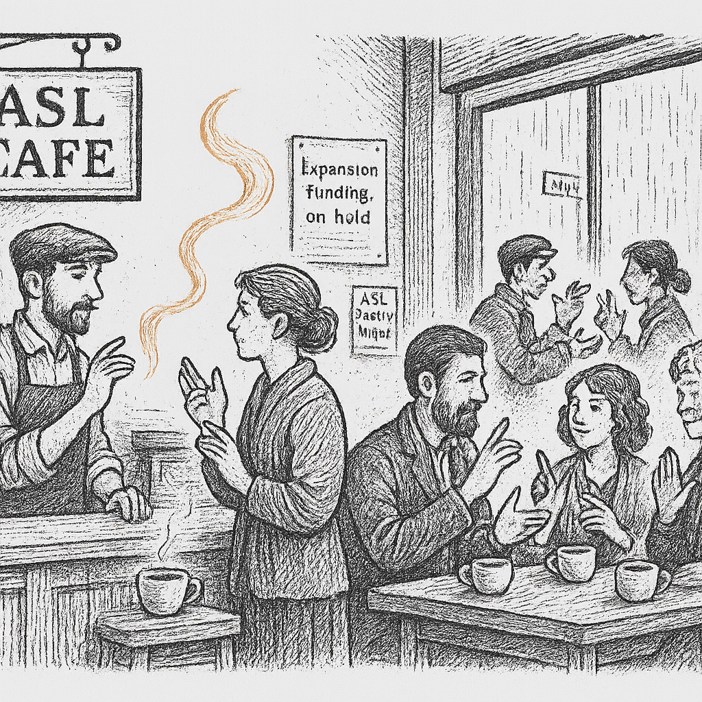 Illustration accompanying article: Portland ASL cafe draws Deaf community nationwide as expansion funding stalls