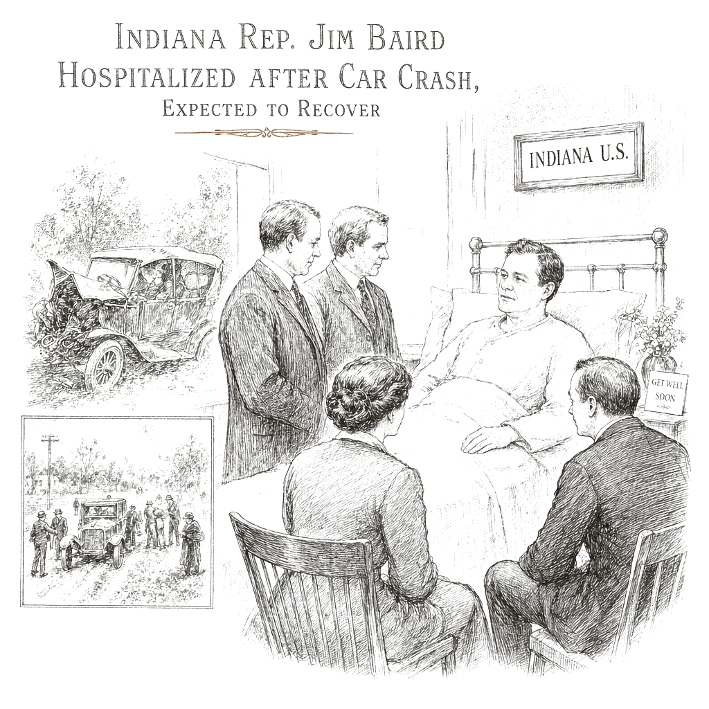 Illustration accompanying article: Indiana Rep. Jim Baird hospitalized after car crash, expected to recover