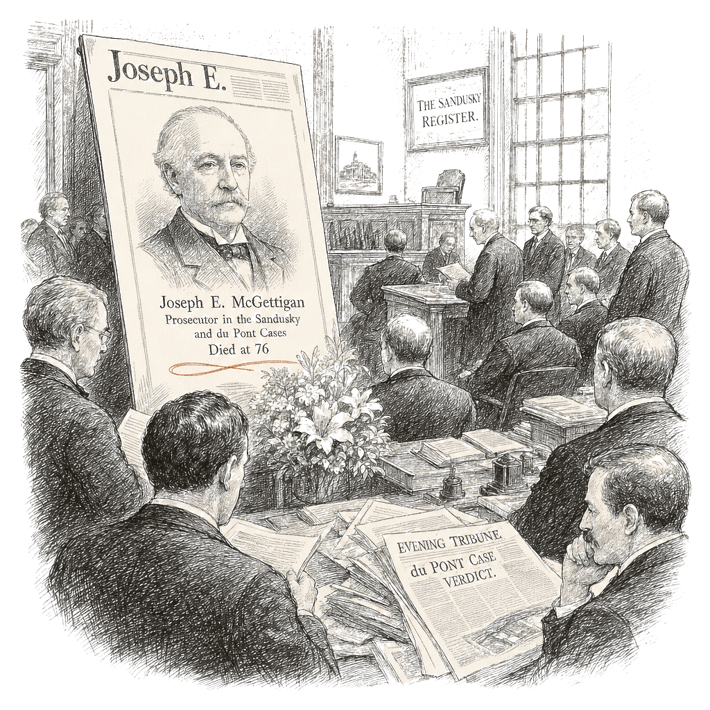 Illustration accompanying article: Joseph McGettigan, prosecutor in Sandusky and du Pont cases, dies at 76