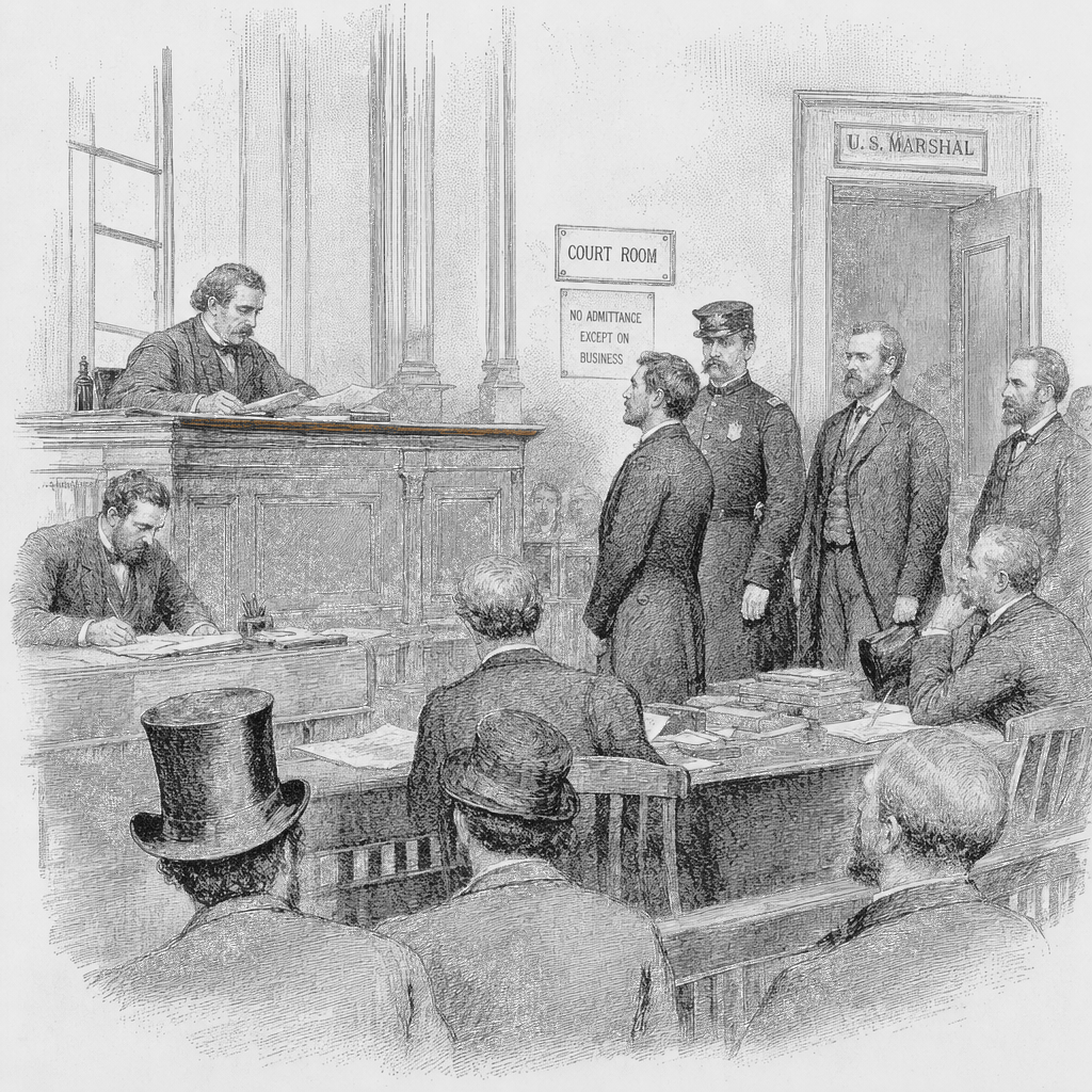 Illustration accompanying article: Man arraigned on state and federal charges in vandalism of VP Vance's Ohio
