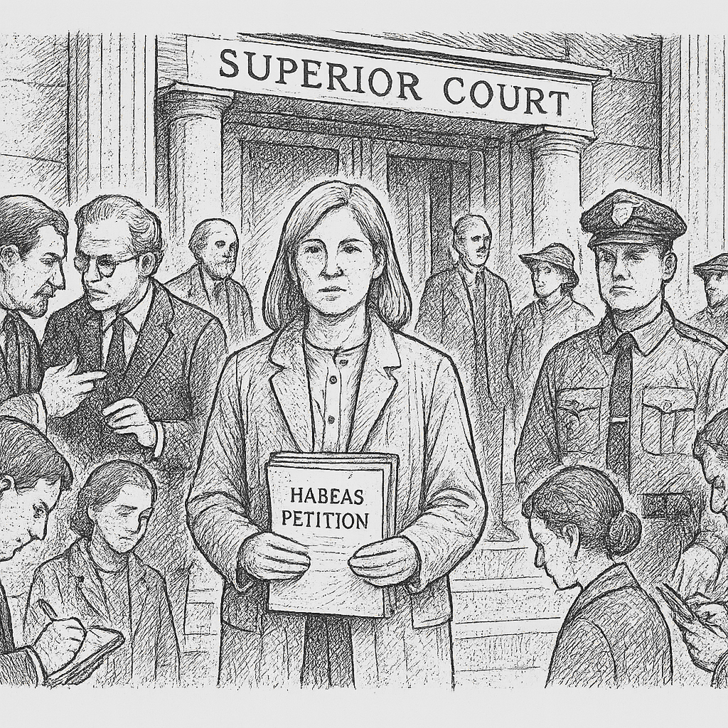 Illustration accompanying article: Pamela Smart files habeas petition over husband's 1990 murder conviction