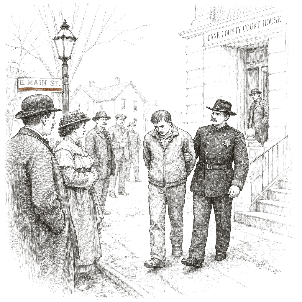 Illustration accompanying article: Wisconsin man sentenced to probation for stalking Supreme Court chief justice