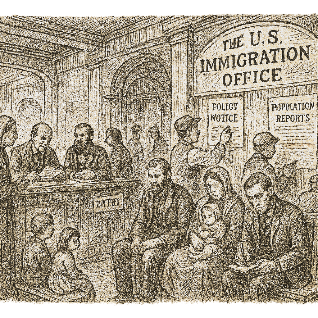 Illustration accompanying article: Trump immigration policies, lower fertility to slow US population growth,