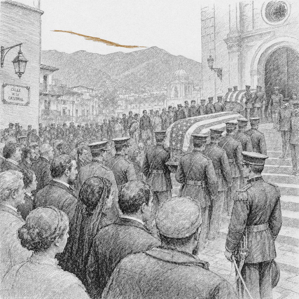 Illustration accompanying article: Venezuela buries soldiers killed in U.S. operation as death toll dispute
