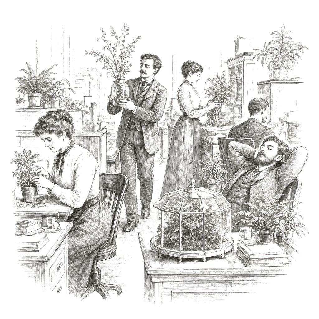Illustration accompanying article: Workers find calm and focus by weaving nature into the workday