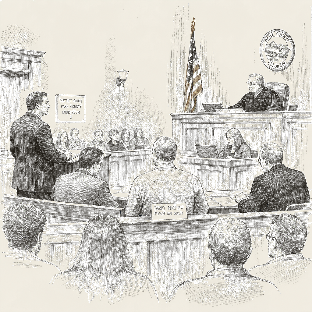 Illustration accompanying article: Barry Morphew pleads not guilty to murder in wife Suzanne's death for second