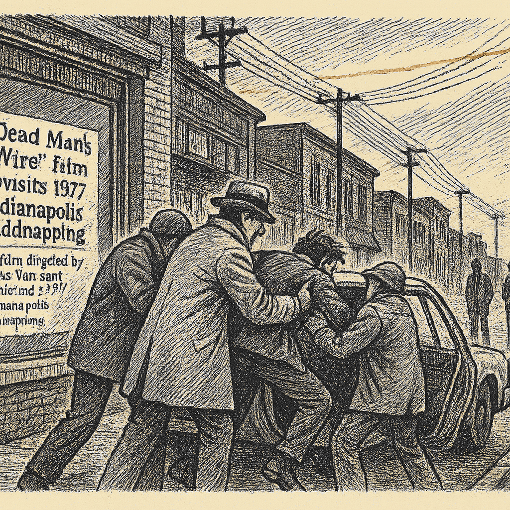 Illustration accompanying article: '''Dead Man''s Wire'' film revisits 1977 Indianapolis kidnapping ahead of