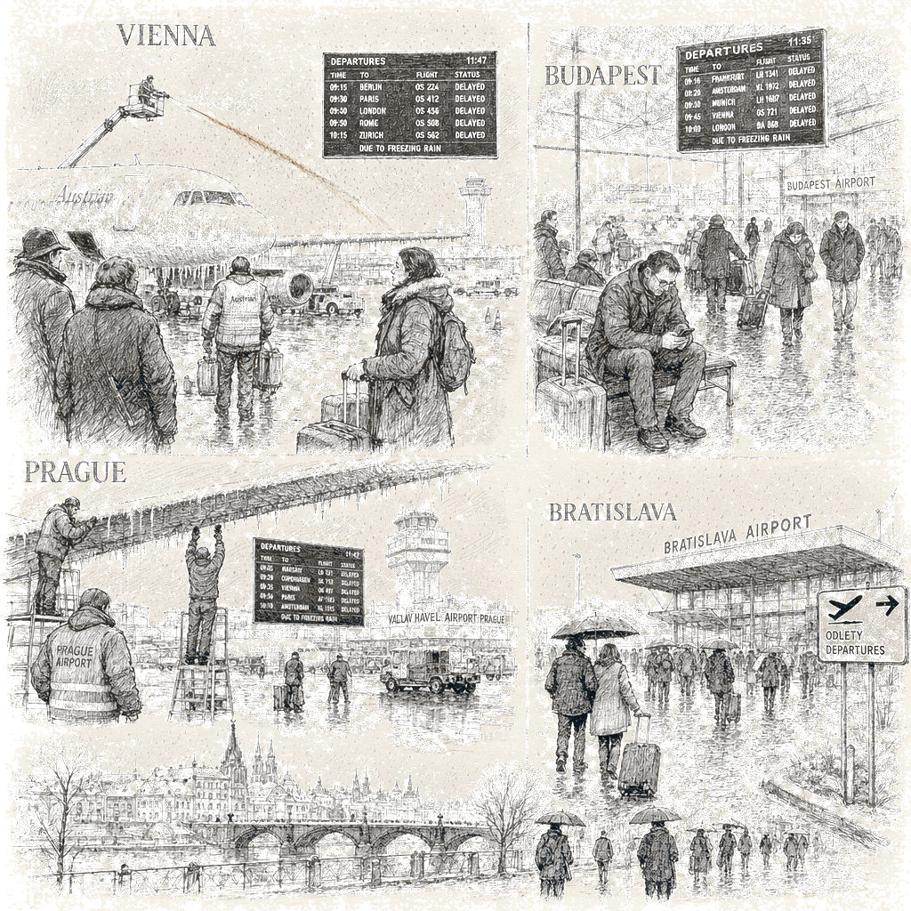 Freezing rain and ice disrupt travel across central and eastern Europe