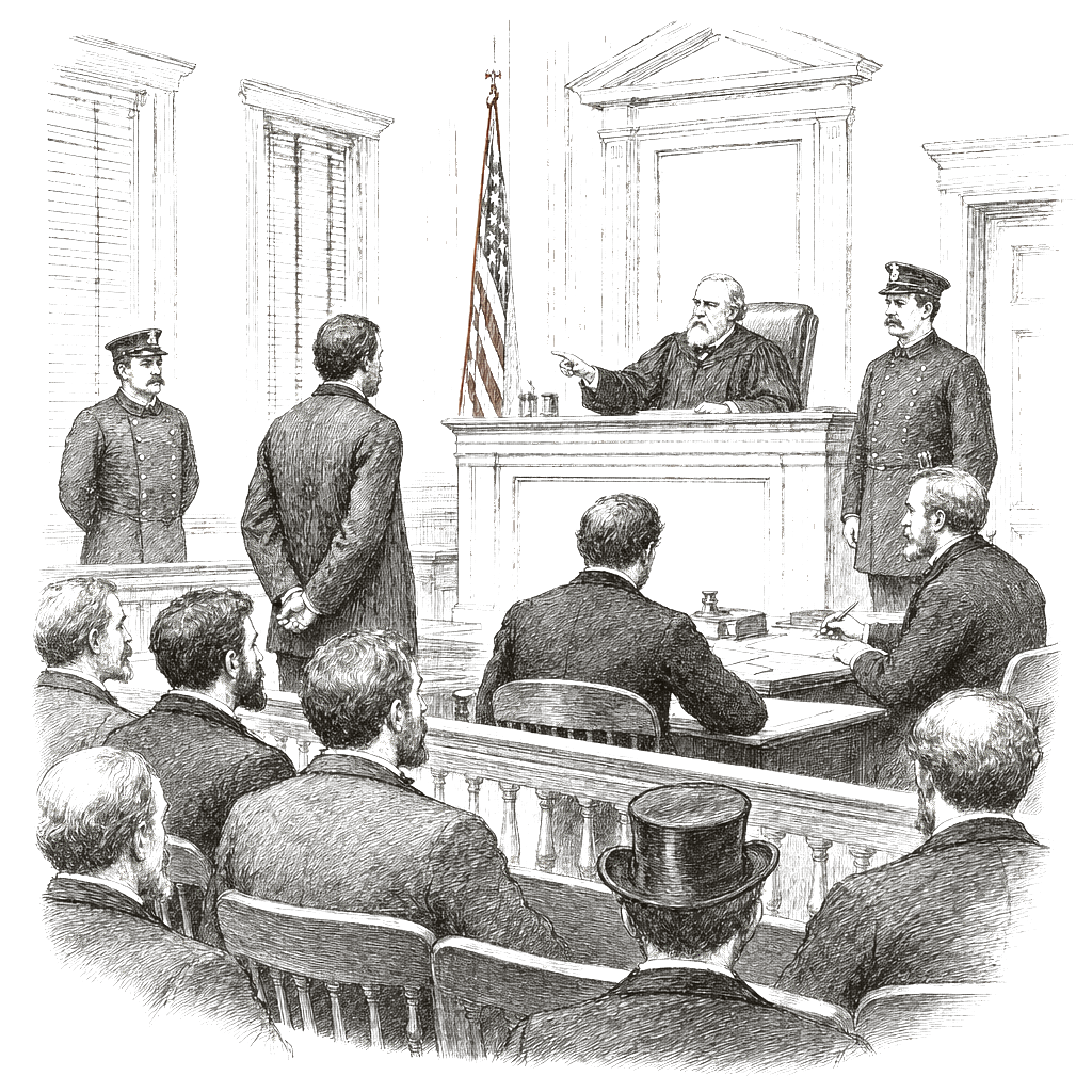 Illustration accompanying article: Federal judge orders Vance home vandalism suspect held pending trial