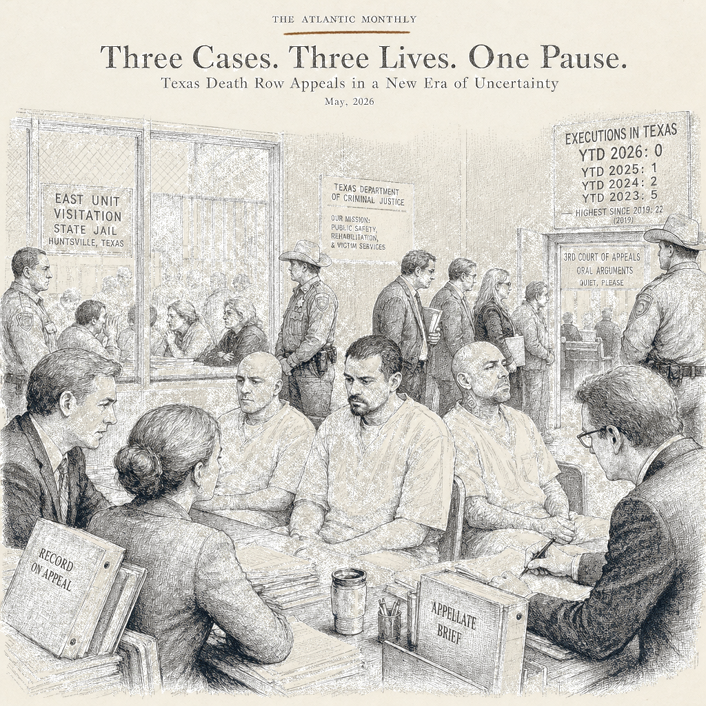 Illustration accompanying article: Texas death row faces major appeals in 2026 as executions stay historically