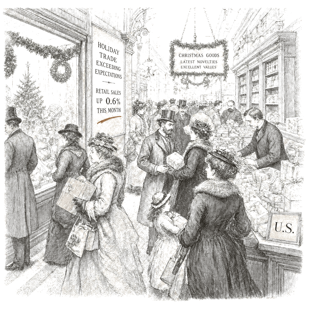 Illustration accompanying article: November retail sales rise 0.6% as holiday spending tops expectations