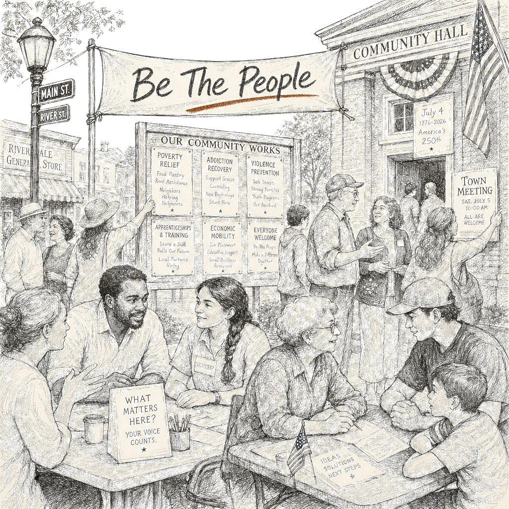Illustration accompanying article: 'Be The People' campaign targets more than $200M to connect Americans with local problems