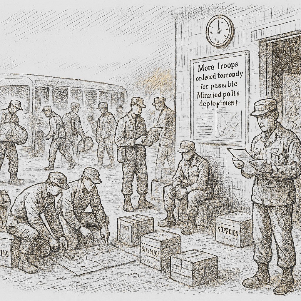 Illustration accompanying article: More troops ordered to be ready for possible Minneapolis deployment