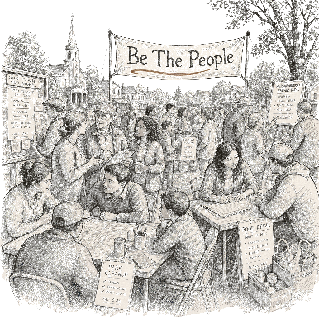 Illustration accompanying article: New ‘Be The People’ campaign aims to unite Americans to solve local problems