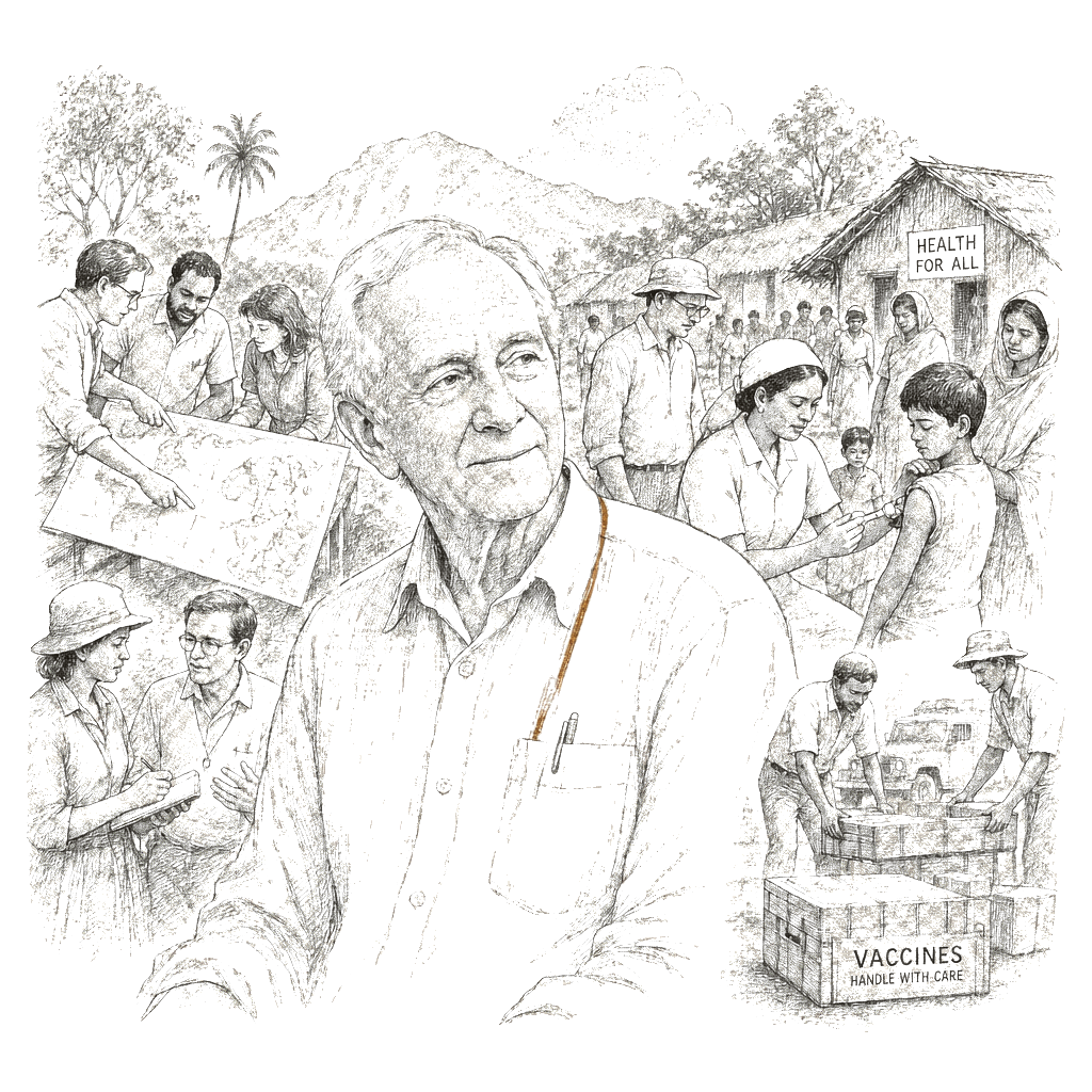 Illustration accompanying article: Dr. William Foege, smallpox eradication leader, dies at 89