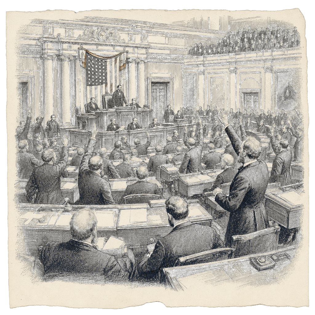 Illustration accompanying article: House votes to reverse Trump tariffs on Canada in bipartisan rebuke