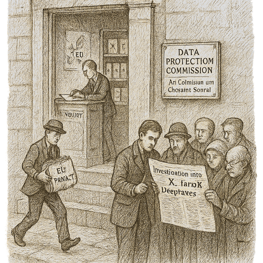 Illustration accompanying article: Ireland regulator opens EU privacy investigation into X’s Grok deepfakes