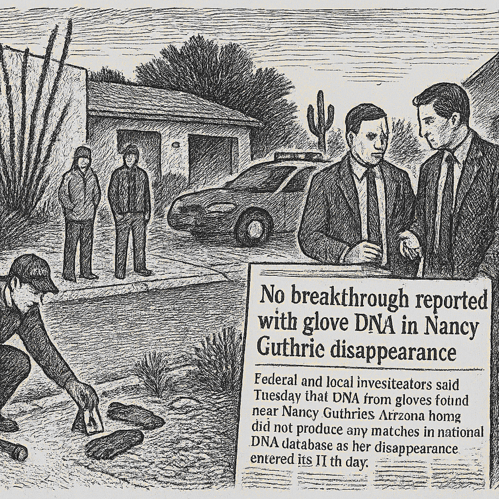 Illustration accompanying article: No breakthrough reported with glove DNA in Nancy Guthrie disappearance