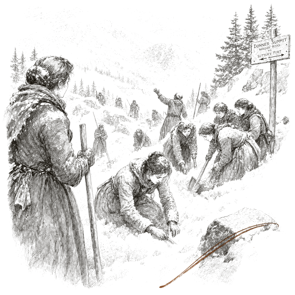 Illustration accompanying article: 6 women die in California avalanche; close-knit group, search under way