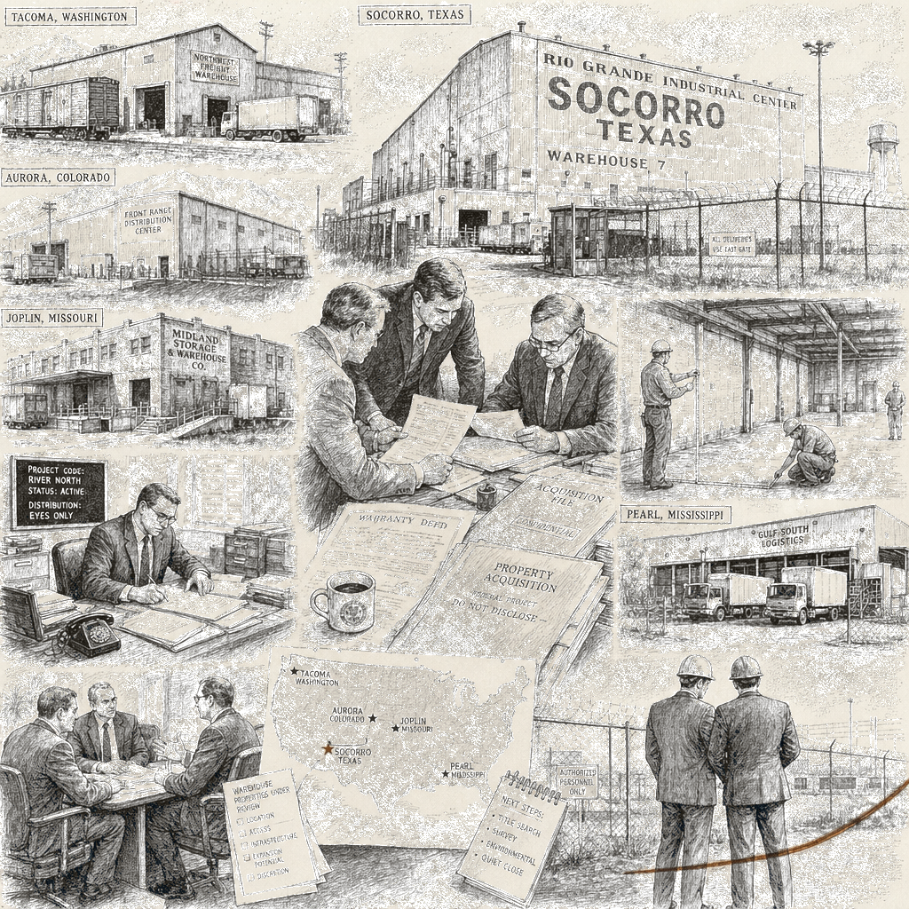 Illustration accompanying article: ICE quietly buys warehouses for detention center expansion