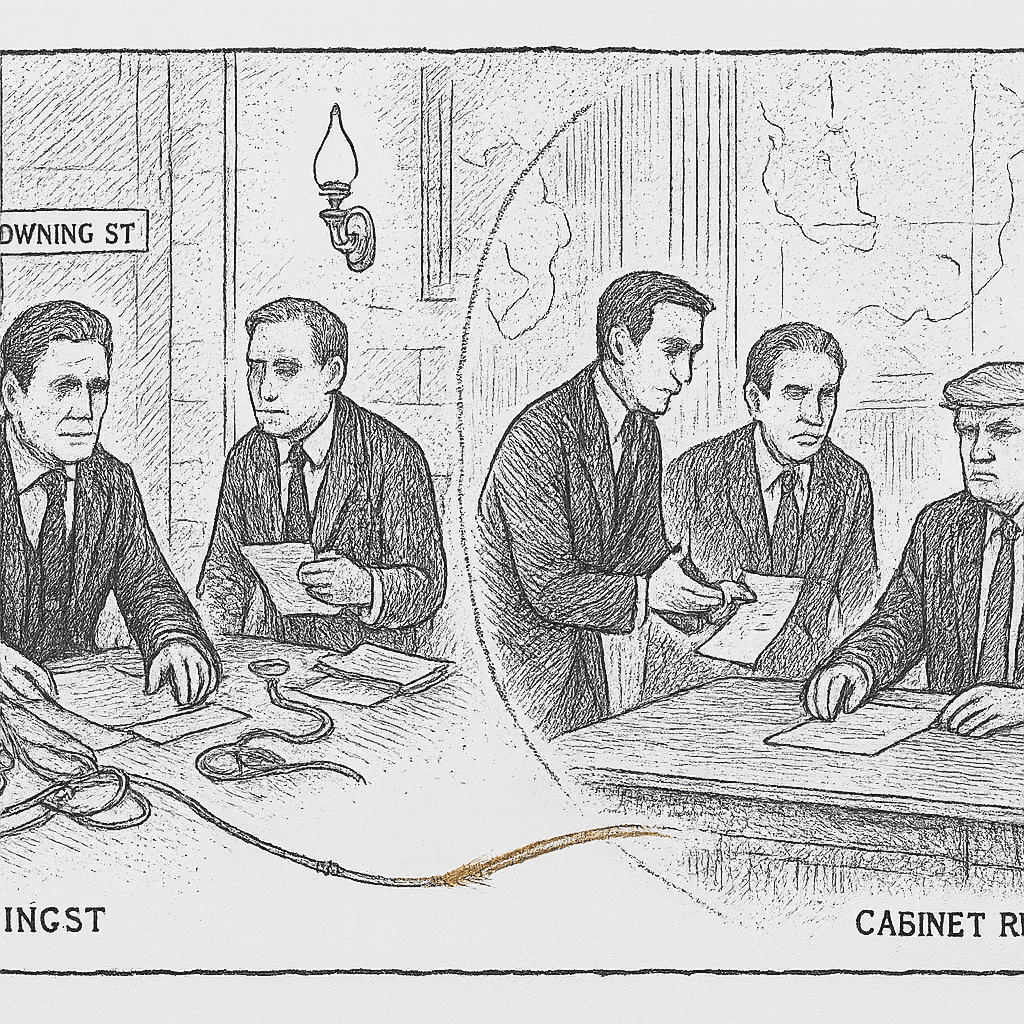 Illustration accompanying article: Starmer-Trump relationship tested amid Iran strike disagreement