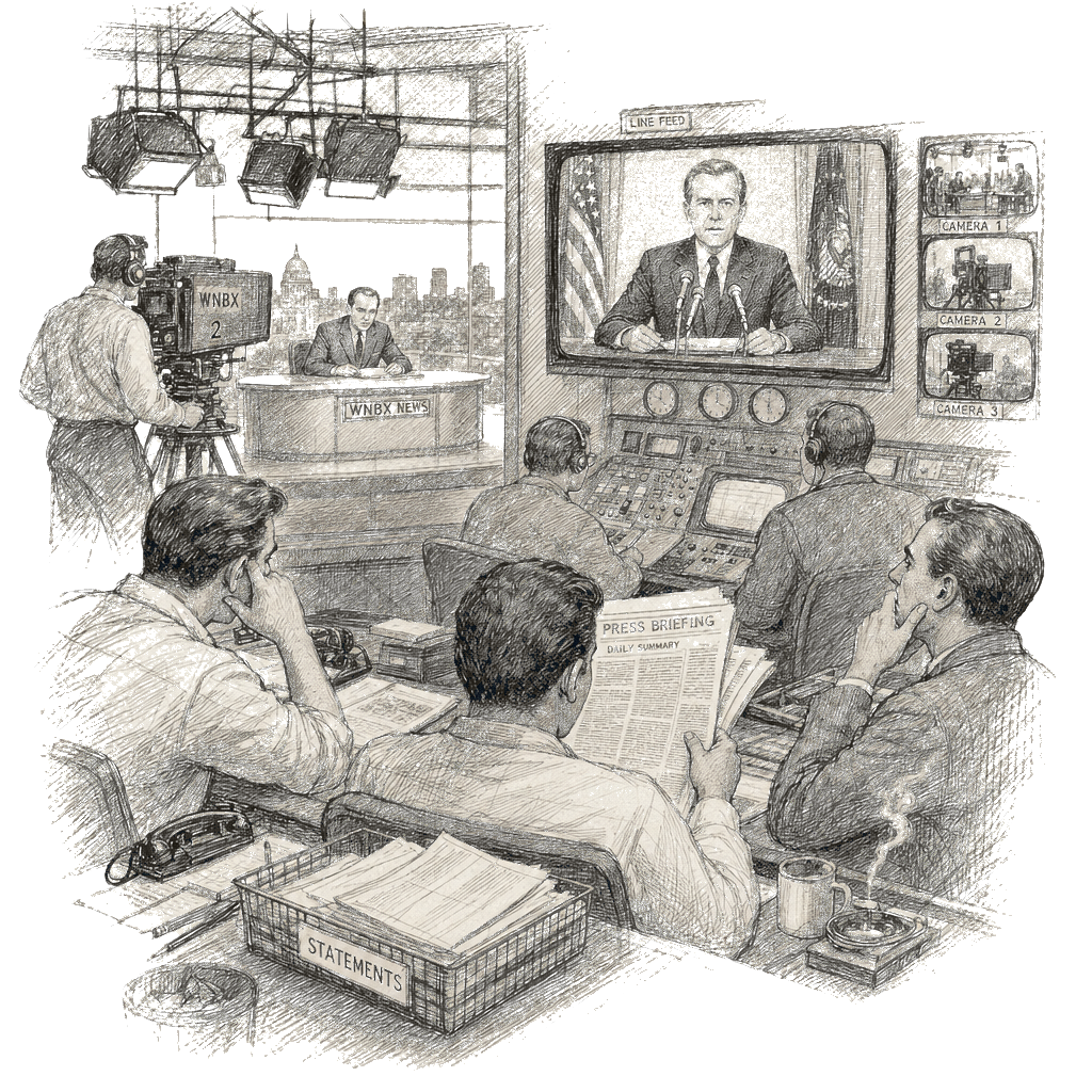 Illustration accompanying article: White House Criticizes CNN for Airing Iranian Leader's Message