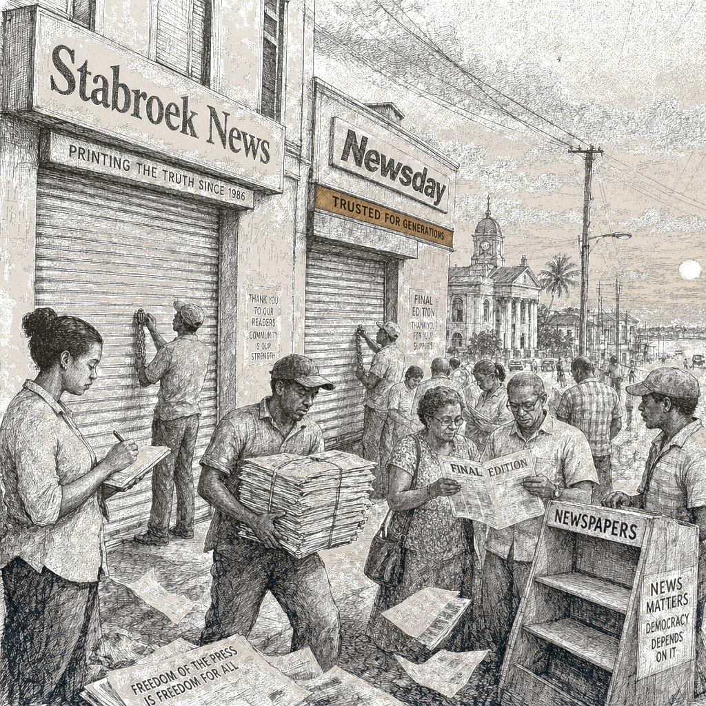 Illustration accompanying article: Caribbean Newspaper Closures Threaten Democracy, Journalists Warn