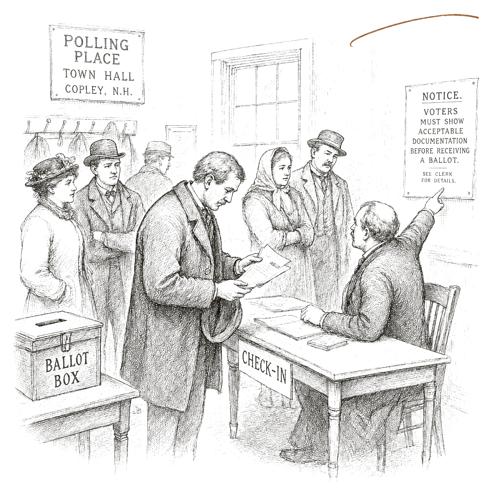 Illustration accompanying article: GOP SAVE Act documents requirement could burden voters, advocate warns