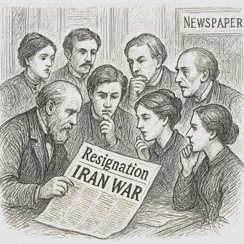 Illustration accompanying article: Joe Kent resignation over Iran war reignites antisemitism fears