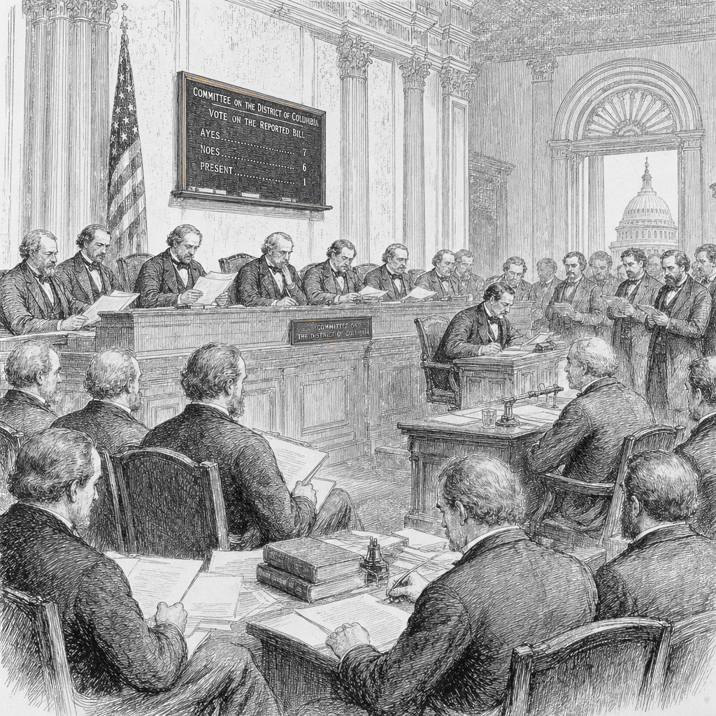 Illustration accompanying article: Mullin DHS nomination advances to full Senate after narrow panel vote