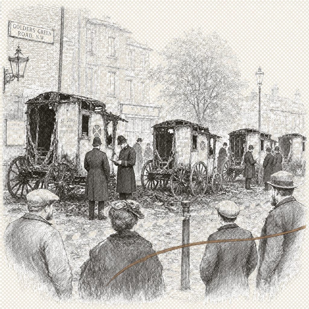 Illustration accompanying article: UK police investigate after Jewish charity ambulances set ablaze