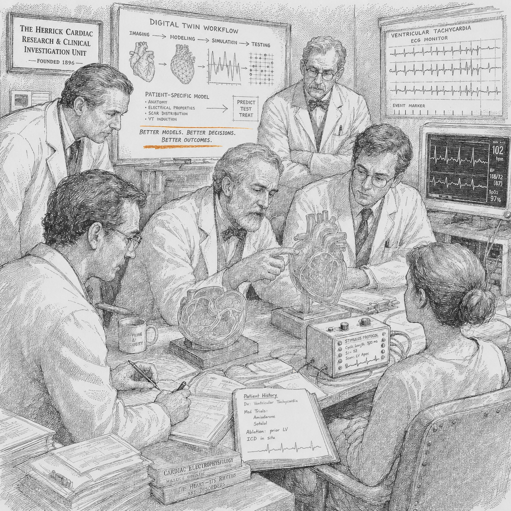 Illustration accompanying article: Virtual replicas of patients' hearts help doctors tackle irregular heartbeat