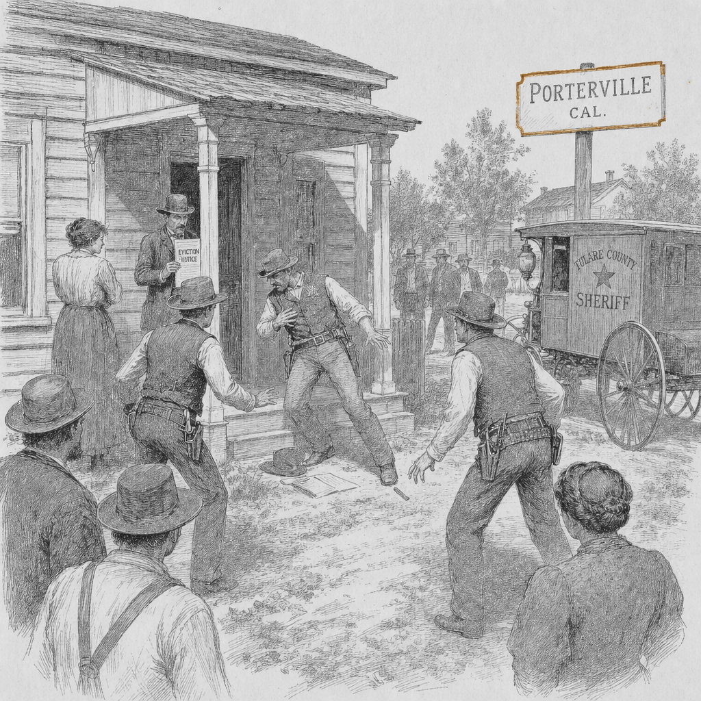 Illustration accompanying article: Sheriff’s deputy shot, killed in central California during eviction notice