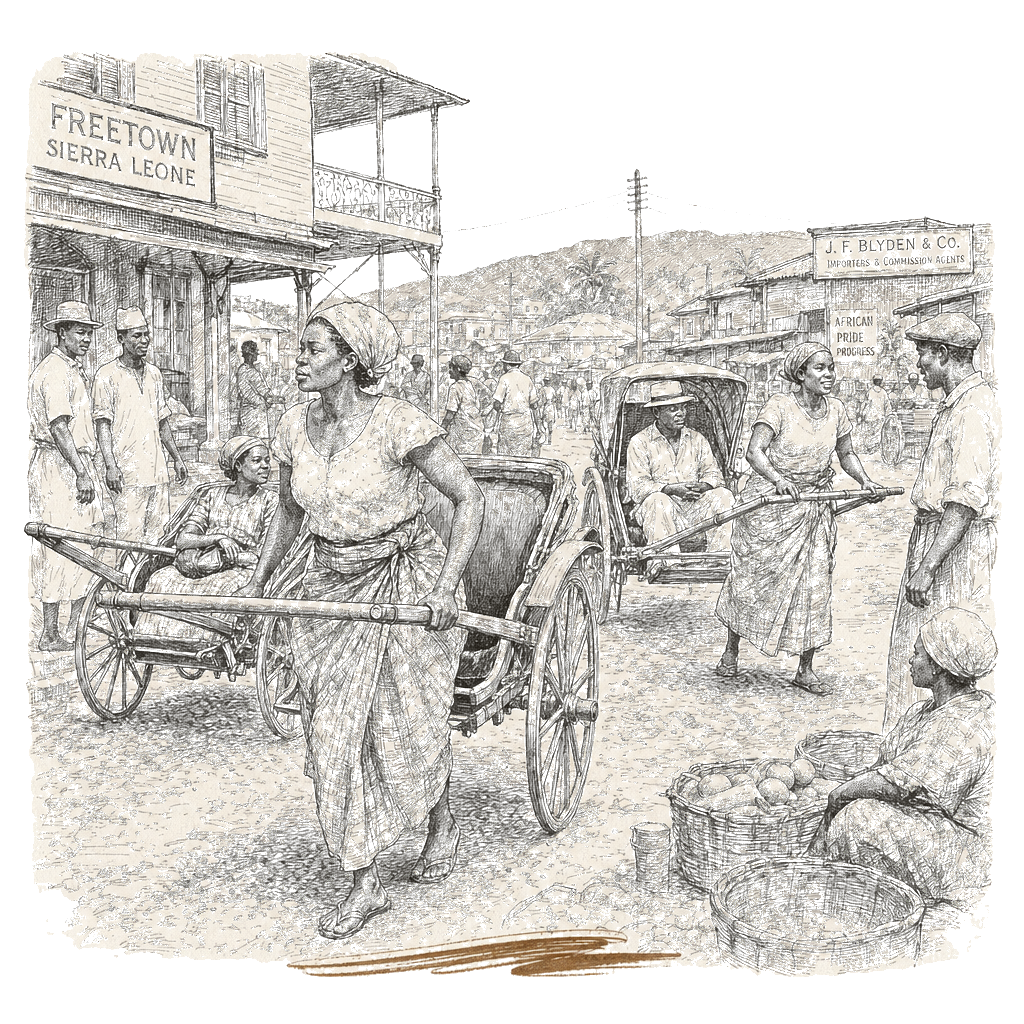 Illustration accompanying article: Sierra Leone women defy norms as rickshaw drivers