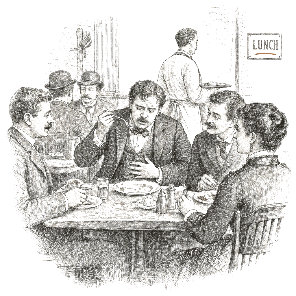 Illustration accompanying article: Eating fast can backfire: experts say aim for slower, more mindful meals