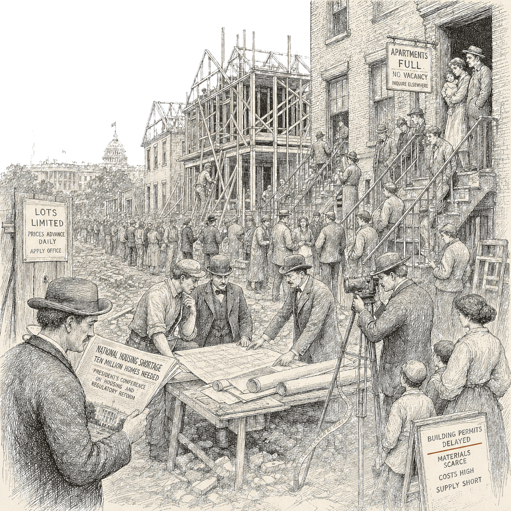 Illustration accompanying article: White House economists estimate 10 million-home US housing shortage
