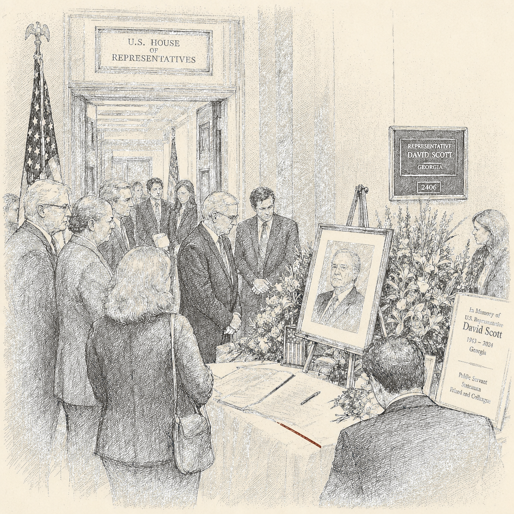 Illustration accompanying article: U.S. Rep. David Scott, Georgia Democrat, dies at 80