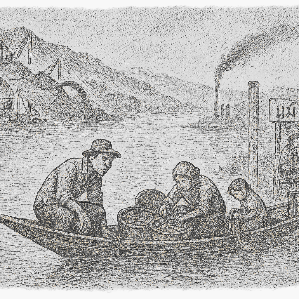 Illustration accompanying article: Toxic rare earth mining is poisoning the Mekong, threatening global food