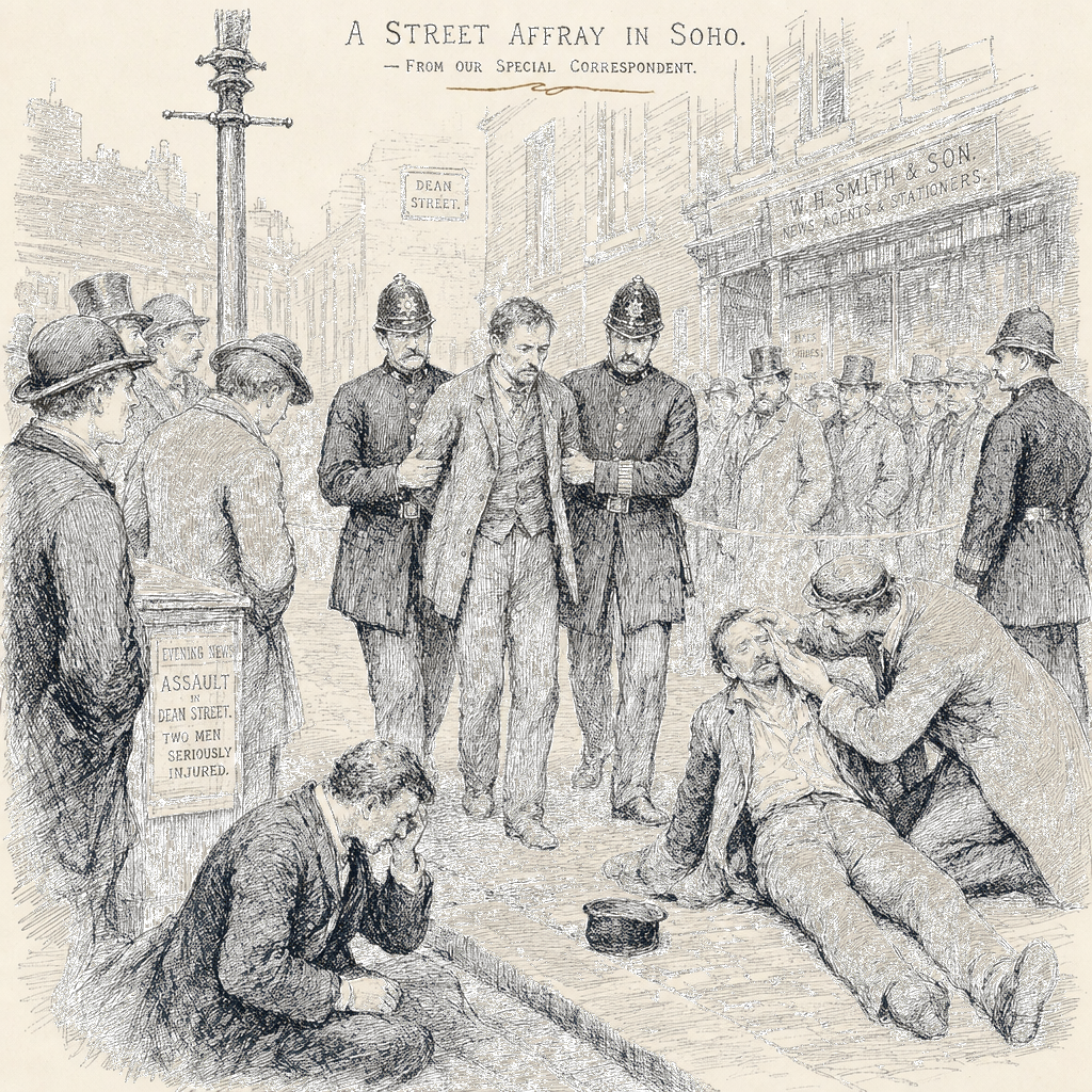 Illustration accompanying article: Man charged in stabbings of Jewish men in London