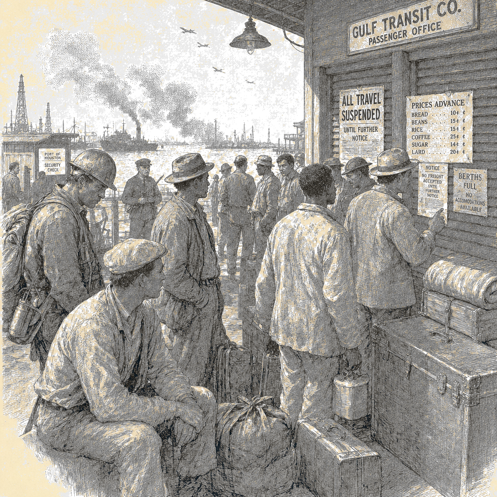 Illustration accompanying article: Iran war traps Gulf migrant workers between danger and impossible return