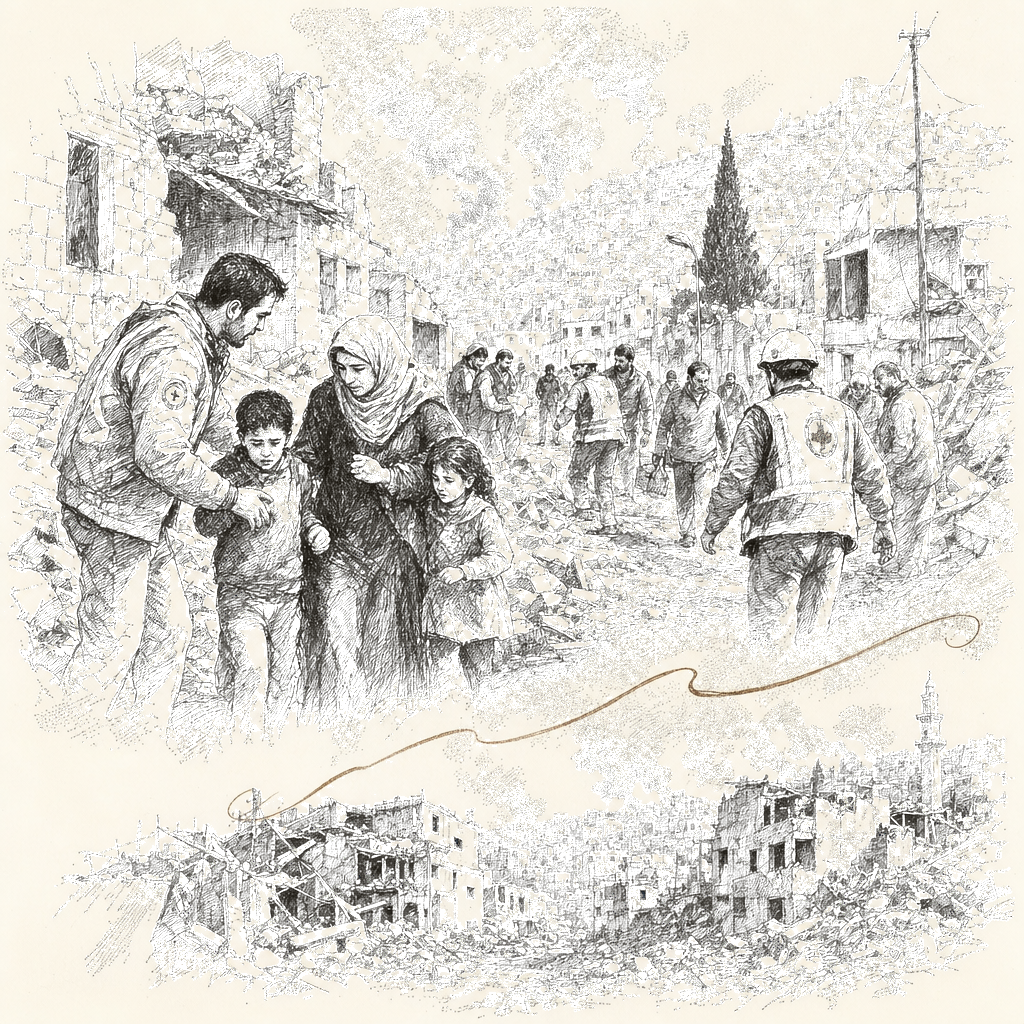 Illustration accompanying article: Israeli strikes in Lebanon kill 17, including south of Beirut