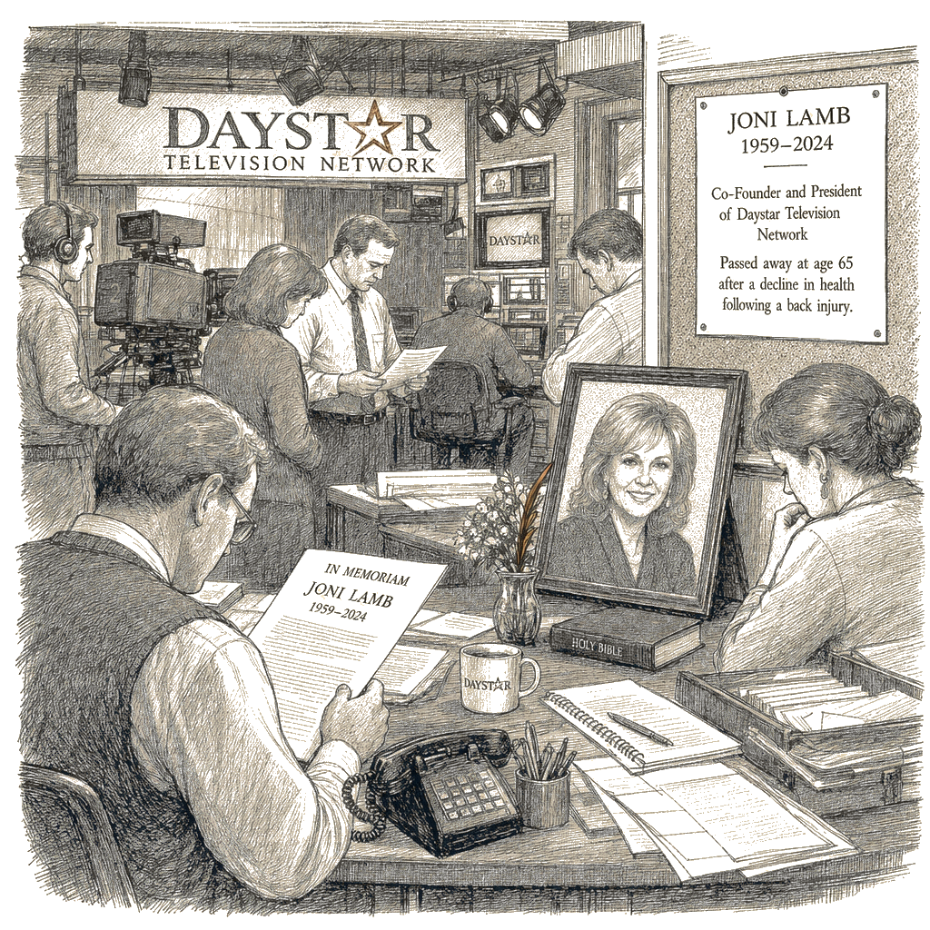 Illustration accompanying article: Joni Lamb, co-founder of Daystar Television Network, dies at 65