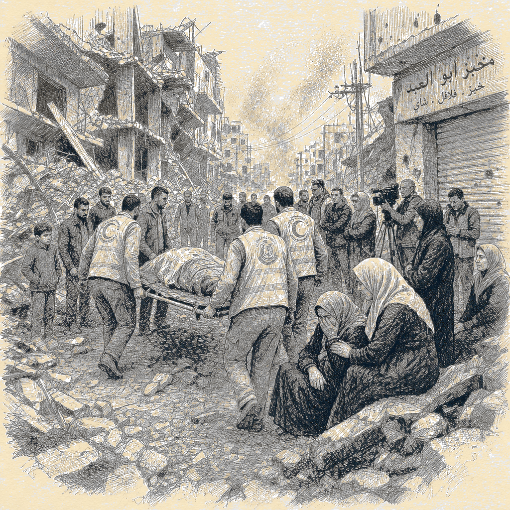 Illustration accompanying article: Israeli strike kills Hamas military wing leader in Gaza; six family members also dead