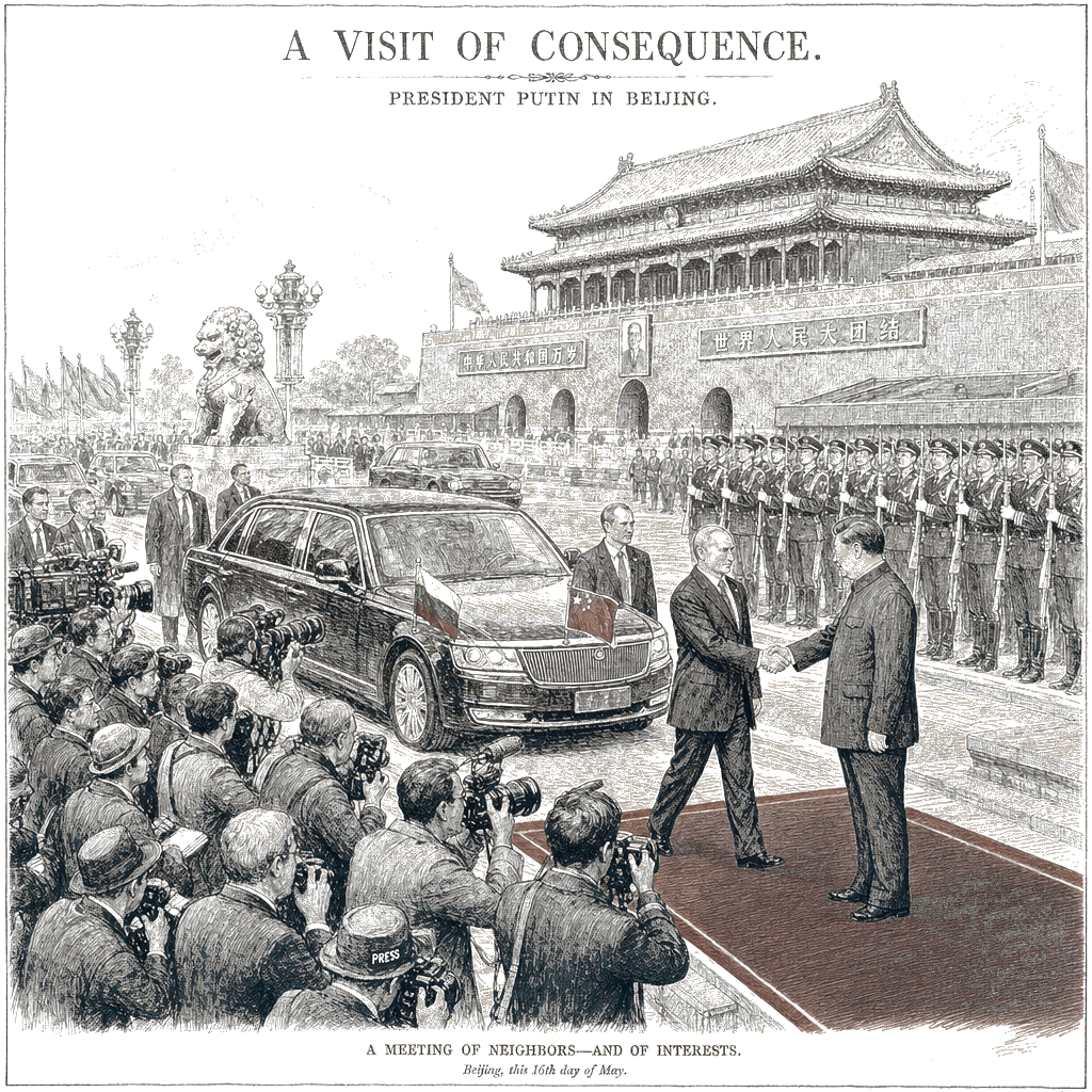 Illustration accompanying article: Putin to visit Chinese leader Xi Jinping days after Trump’s trip to Beijing