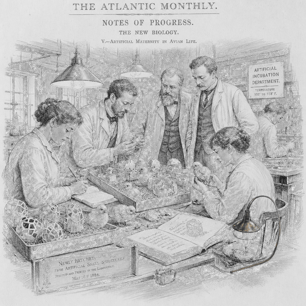 Illustration accompanying article: Colossal says it hatched chicks from artificial eggshell in de-extinction test