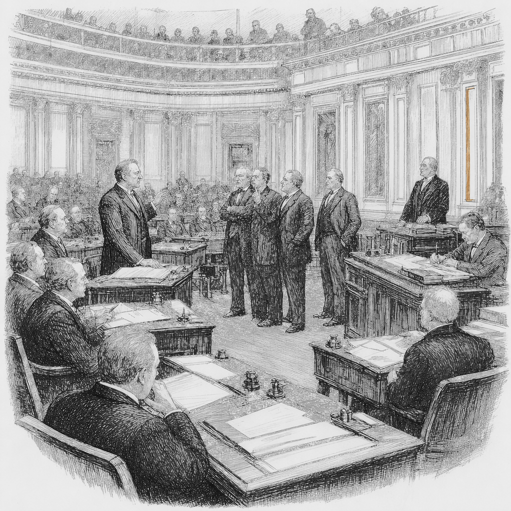 Illustration accompanying article: Senate advances bill aimed at ending Iran war as GOP Cassidy flips