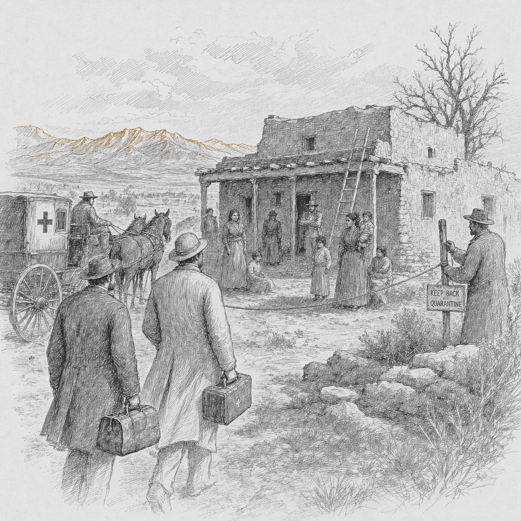 Illustration accompanying article: 3 dead in New Mexico home after exposure to unknown substance