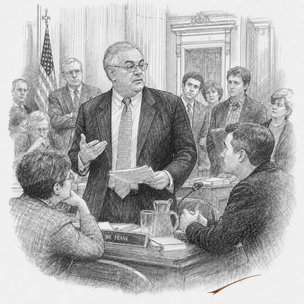 Illustration accompanying article: Barney Frank, liberal lawmaker and gay-rights trailblazer, dies at 86