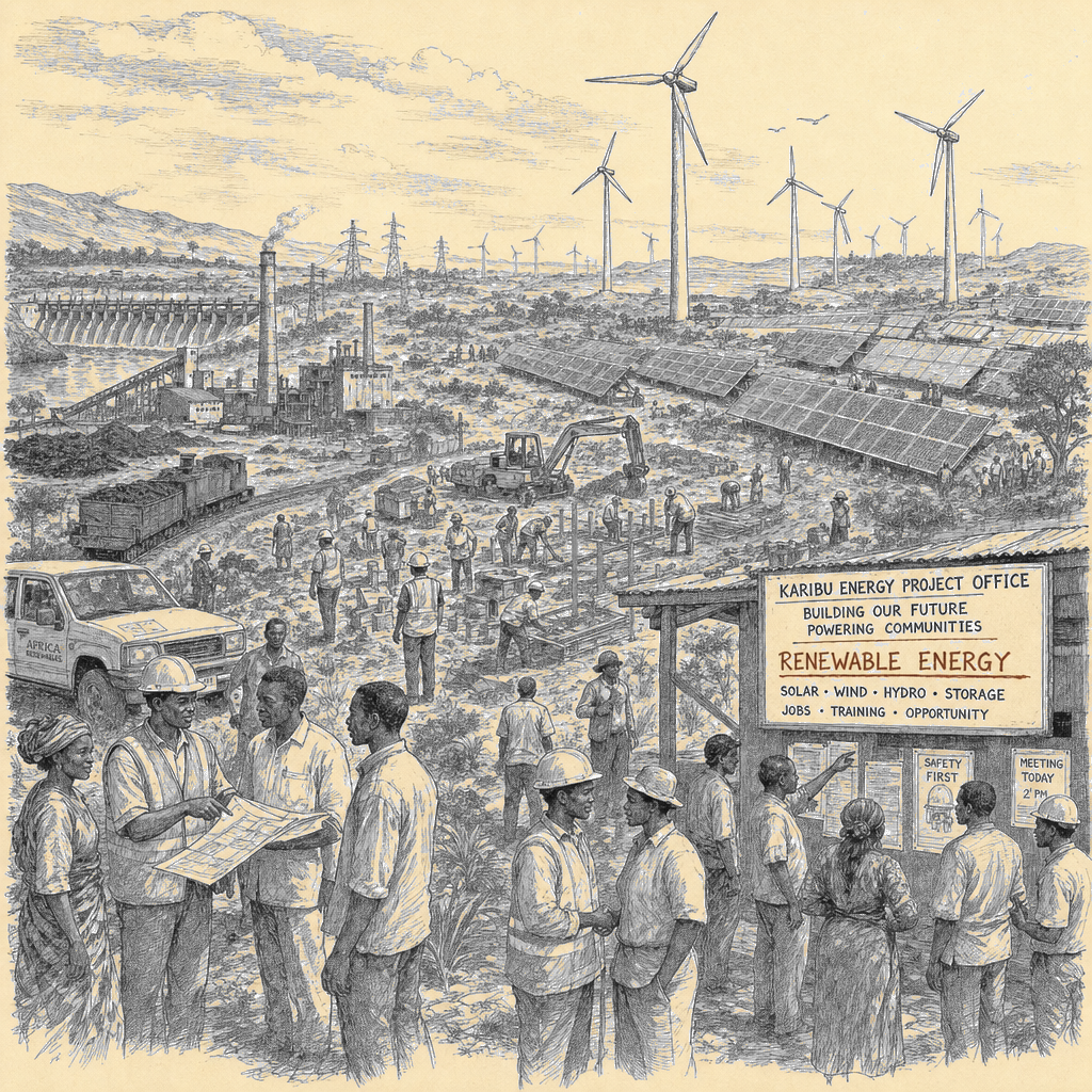 Illustration accompanying article: Renewable energy projects overtake hydroelectric, coal in Africa’s power pipeline
