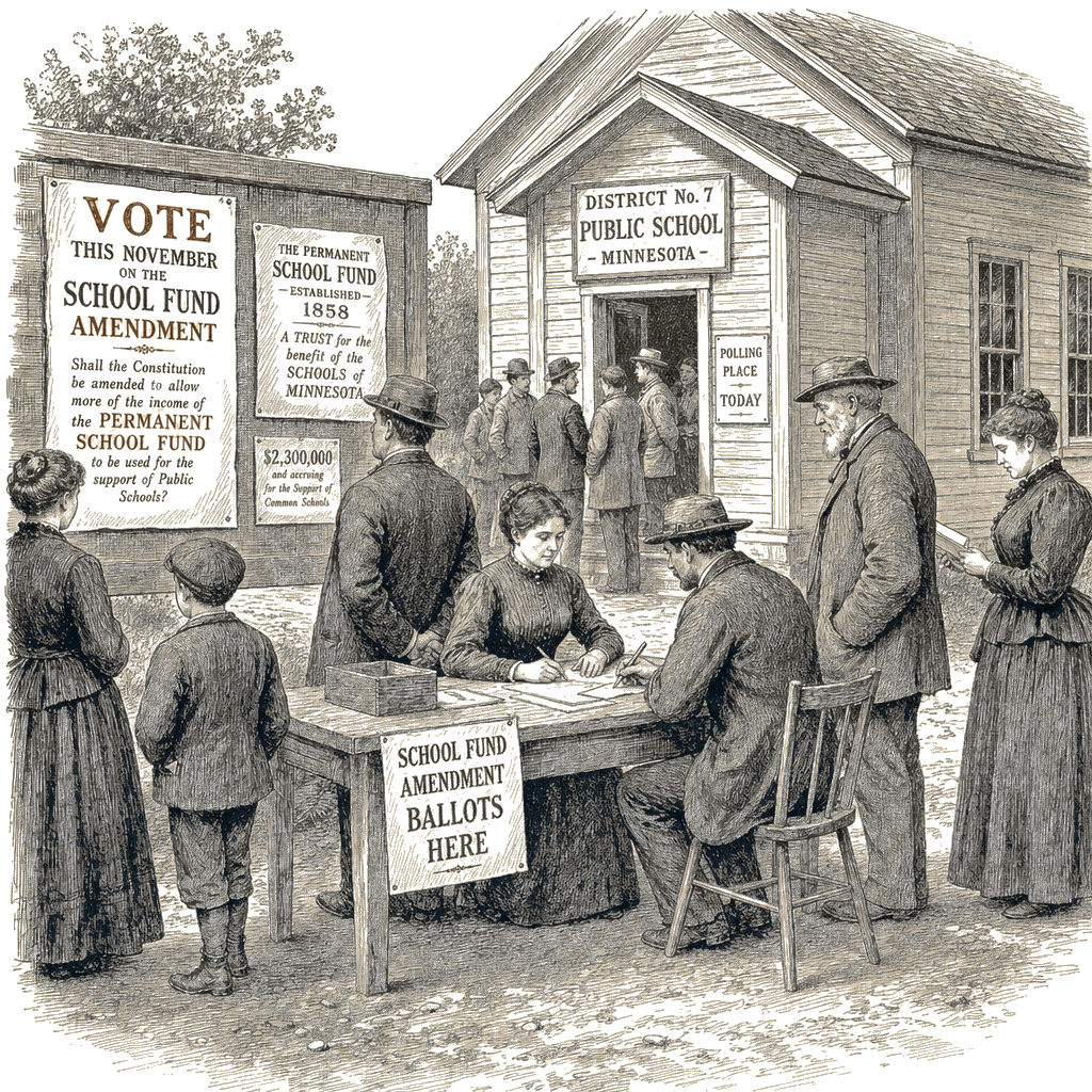Illustration accompanying article: Minnesota voters to decide on unlocking more school funding from $2.3B trust fund